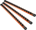 Magnetic Socket Organizer, 3-Piece Heavty Duty Aluminum Socket Holder, Socket Rail for Tool Box, Premium Quality 360° Swivel Socket Rack with 42 Clips for 3/8-Inch(Orange)