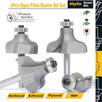 4Pcs Ogee Fillet Router Bit Set,1/4" Shank,Bearing Guided Ogee Mould Bits Radius 4.5mm, 5.7mm,7mm,8.4mm Profile Edge Cutter for Wood Profiling,Routing,Molding