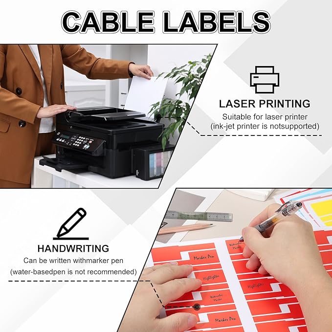 uxcell 300 Pcs Cable Labels, Waterproof Wire Cord Labels Tags, Cord Organizer Management Tags for Charger Cable Organizer Wire Markers Printer, Green