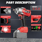 Cordless impact Wrench 1/2 inch for Milwaukee 18v Battery, 750FT-LBS (1000N.m) Brushless Electric Impact Gun Includes LED Work Light with 6 Sockets, High Torque Impact Driver, Bare Tool Only