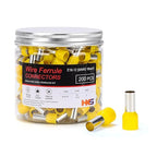 HKS 200PCS Wire Ferrule Connectors - AWG 6-16.0mm² Copper Barrel Pin Cord Ends Insulated Ferrules Terminals - E16-12 Yellow