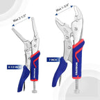 WORKPRO 2-Piece Locking Pliers Set, CR-V Steel Locking Pliers, 7 Inch Curved Jaw and 6-1/2 Inch Long Nose, Quick Release, Fit for Clamping, Twisting, Welding