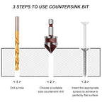 Countersink Drill Bit, 5PCS 82 Degree HSS 1/4"-3/4" with 1/4" Hex Shank Countersink Drill Bit Set, Counter Sink Drill Bit for Wood, Metal, Plastic, Countersink Bit for Woodwork
