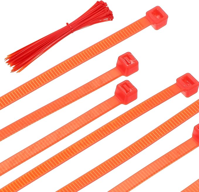 PATIKIL Cable Zip Ties 16 Inch, 100 Pcs Self-Locking Nylon Wire Tie Wraps Heavy Duty Cord Management with 50 lbs Tensile Strength for Indoor and Outdoor, Red (0.2" W)