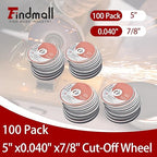 100 Pack 5" x.040 x7/8" Cut-Off Wheel - Metal & Stainless Steel Cutting Discs
