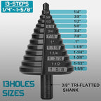 Large Step Drill Bit for Steel, 1-5/8"(Pro) 13Holes, M35 Cobalt Drill Bits, Extra-Heavy Duty for Stainless Steel, Hard Metal, Aluminum, Wood, Two-Straight Flute 13-Steps. Co158Z