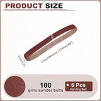 HARFINGTON 2 x 48 Inch Sanding Belts, 6 Pcs 100 Grits Aluminum Oxide Abrasive Belt Sander File Belt for Woodworking, Metal Polishing, Knife Sharpener