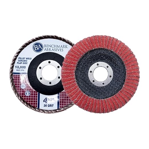 Benchmark Abrasives 4.5" x 7/8" Premium High Density Jumbo Ceramic T27 Curved Flap Discs 4 1/2 for Angle Grinder, Sanding Discs, Finishing - Grinding Wheels 4 1/2 Inch (10 Pack) - 80 Grit