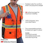 Neopelta Reflective Safety Vest Orange Mesh, Made with 3M Reflective Tape, Heavy Duty Vest with ID pocket, Padded Neck, Orange 4XL