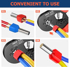 Ferrule Crimping Tool Kit, Preciva Upgrade Double & Single Ferrules Connectors of 1500PCS, Hexagonal Sawtooth Self-Adjustable Ratchet AWG23-10 (0.25-6mm²) Wire Terminals Crimper Kit