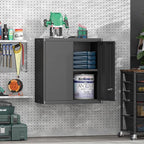 GREATMEET 27.95" H Garage Cabinets, Locking Cabinet, Garage Storage Cabinets, Hanging Wall Mount Cabinet for Utility Room, Black