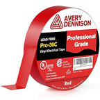 Avery Dennison Electrical Tape, Professional Grade PVC Electric Tape, UL/CSA Listed Insulating Vinyl Tape for Electrical, Repairs, Automotive and Equipment, Pro-36C, ¾ in x 66 ft, Red, 1 Roll