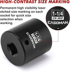 CASOMAN 1/2" Drive x 1-1/4" Impact Socket, 6-Point, SAE, CR-MO