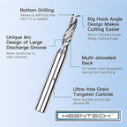 KEENTECH 1/2" Shank Upcut O Flute Flat Tip Sprial Router Bit for CNC Router Machine, 1/2" Cutting Diameter, 1-1/8" Cutting Depth, for Wood Cutting, Custom Furniture, Slot Mortise, Engraving, Carving