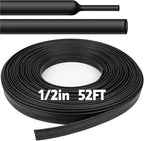 52 Ft Heat Shrink Tubing Roll, 1/2 Inch 3:1 Ratio Adhesive Lined, Waterproof Marine Grade Heat Shrink Tubing, Insulation Sealing Industrial Heat Shrink Tube - Black