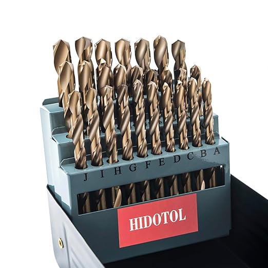 26PCS Cobalt Letter Drill Bit Set M35 HSS Twist Jobber Drill Bits for Hardened Metal, Stainless Steel, Cast Iron, Plastic and Wood Letter A-Z with Indexed Metal Case
