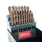 26PCS Cobalt Letter Drill Bit Set M35 HSS Twist Jobber Drill Bits for Hardened Metal, Stainless Steel, Cast Iron, Plastic and Wood Letter A-Z with Indexed Metal Case