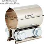 Butt Joint Band Clamps,Exhaust Muffler Clamp Exhaust Pipe Clamps Sleeve Stainless Steel (4, 2.75'')