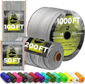 TECEUM 5/32" Paracord Rope 1000 – 1000ft / 200ft / 100ft / 50ft – Tactical Parachute Cord 4mm – 45+ Colors – Nylon String for Survival & Camping Gear – Stripe Cord for Survival – Utility Rope