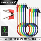 SWANLAKE 5-Piece Dual-Ended Alligator Clip Test Leads, 1000V 15A 3.5ft/1M Electrical Alligator Clips, Flexible Copper Cable Crocodile Clip, Mini Jumper Wires with Gator Clips