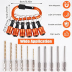 Upgrade Orange 12Pcs Bit Holder Keychain, 1/4 inch Hex Shank Bit Holders, Quick-change Design For Nut Driver, Screwdriver & Drill Bits, Include Keychain Carabiner, Push to Unlock
