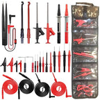 28PCS Multimeter Test Leads Kit with 6 Pockets Roll Up Tool Bag, Replaceable Wire Piercing Probes, Alligator Clips, Test Hook Clips, Test Tweezer for Digital Electrical Multimeter Testing