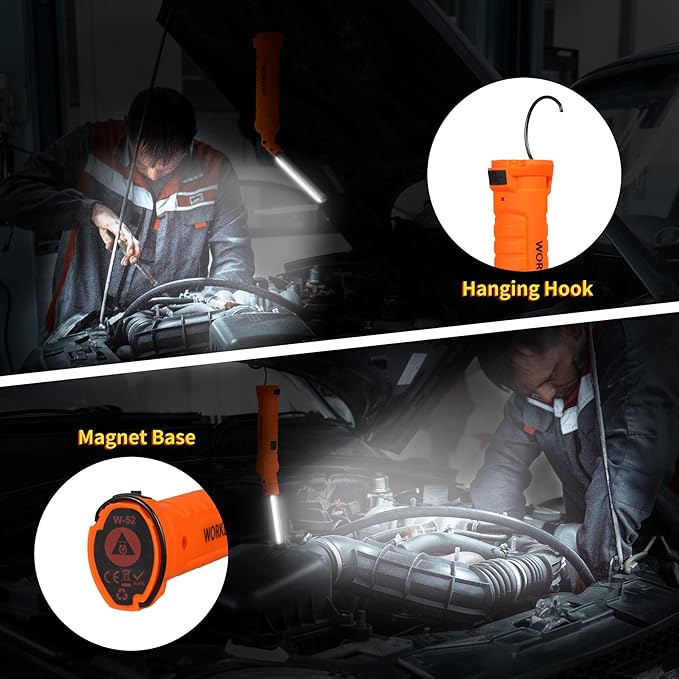 4 Pack Flash lights Vagocom Automotive Tools for Mens Dad,Cordless LED Rechargeable Worklight with Magnetic Base 360° Rotate 5 Modes Brightness Trouble Torch for BBQ,Camping,Handmade,Mechanic,Gift