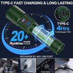 Rechargeable Flashlights High Lumens - Super Bright LED Tactical Flash Light, Powerful Waterproof Handheld USB C Flashlight for Camping,Emergencies,Home,5 Modes,Zoomable (2, Green)