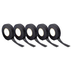 Wire Harness Cloth Tape, 3/4-Inch by 49-Foot (5 Rolls), Speaker Wiring Harness Cloth Tape, Black Adhesive Fabric Tape, for Automobile Electrical Wire harnessing Noise Dampening Heat Proof