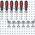 Hotop 2 Pieces Pegboard Screwdriver Holder Peg Board Tool Utility Hooks Pegboard Accessories Six-Tool Organizer Racks Accessory Multi-Ring Holder for Pliers(Black)