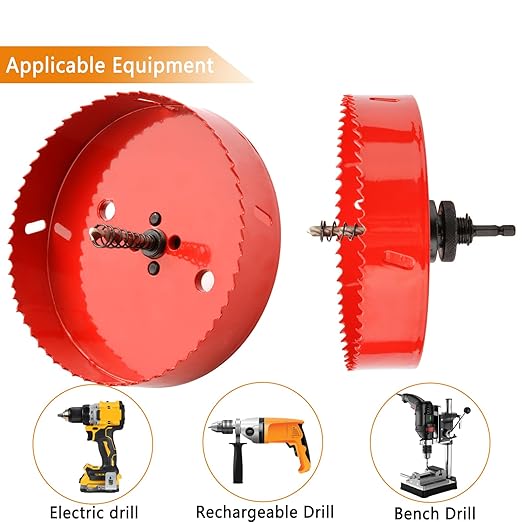 Hole Saw Heavy Duty bit Hex Shank,Hole Saw HSS with Arbor Bi-Metal & Heavy Duty Hole Saw Cutter for Wood Corn Hole Boards Plastic Drywall (φ127)