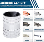 2-in-1 Pipe Reamer Tool Plumbing Reamer Chamfering for stainless steel, copper, and PVC pipe Inner/Outer Deburring for 1/4" to 1-3/8" Tubes, Silver