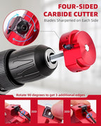 ERAYCO 4PCS PVC Pipe Reamer Kit, Plastic Pipe Fitting Reamer Tool, Fit into Standard 1/2" Drills, PVC Fitting Saver for SCH40 PVC CPVC ABS Pipe (1-1/2'', 2'', 3'', 4'')