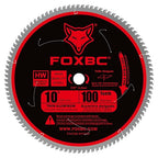 FOXBC 10-Inch Saw Blade 100-Tooth TCG for Aluminum and Non-Ferrous Metal Cutting with 5/8-Inch Arbor