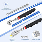 Patelai 4 Pcs Telescoping mechanic Magnet Tool Inspection Mirror Set with 2 lb 20 lb Magnetic Pickup Tool 8lb LED Light Telescoping Magnet Stick Gadget 360 Swivel for Father Day Men Gift Birthday