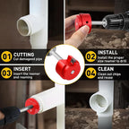 5Pcs PVC Pipe Reamer Kit With 3/4inch, 1inch,1-1/2inch, 2inch, 3inch Head Aluminum, PVC Fitting Saver Socket Saver For SCH40 PVC pipe, Fit for Standard 1/2" Drill