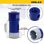 Drilax Pro Series 1 Inch Diamond Hole Saw Drill Bit for Angle Grinders | 5/8"-11 Thread | Fast Dry Cutting in Concrete, Masonry, Granite, Quartz, Porcelain, Tile | 1-3/8" Depth