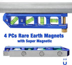 WORKPRO Magnetic Torpedo Level, Conduit Bending Level, Bubble Vials for 0°/90°/30°/45° Measurements, Aluminum Alloy Construction, 6.3-inch, Cobalt Blue