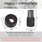8-Piece Hydraulic Oval Hole Punch Die Set - Compatible with CH-70 Machine, Heavy Duty Metal Punching Dies for Steel Sheet, Copper Plate, Aluminum Plate (8-Piece Oval Hole Punch Die Set)