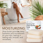 O NATURALS 3-Pack Organic Coconut & Shea Butter Soap Bar 4oz each Set - 100% Vegan Cold Process Bar Soap Scented Premium Essential Handmade Soap - Natural Soap for Men Women, Face, Body