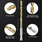 Hex Shank Drill Bit Set, 16Pcs 1/4“ HSS Titanium Twist Drill Bit for Sheet Metal, Wood, Plastic, Quick Change Design
