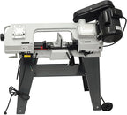 110V Horizontal Vertical Bandsaw 1/2HP 420W Bench Top Metal Cutting Bandsaw Machine with 100x150mm Cutting Capacity Tilting Vise 0-45° Casters Work Light for Metal & Non-Metallic Materials