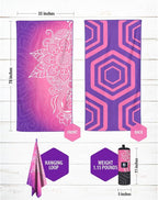 VENTURE 4TH Microfiber Beach Towel: Quick-Dry, Compact, Sand-Free, Absorbent, Sandproof and Lightweight - Perfect for Camping, Beach, and Roadtrips (Purple Mandala Design | 35x78 inches)