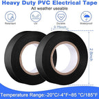 Qilery 60 Pack Electrical Tape Waterproof 3/4 in x 65 ft Electric Wire Tape for Any Weather Under 600v Home Outdoor Insulating Wire Wrapping(Multi Colors)