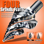 Four Spiral Flute Step Drill Bit for Metal,M35 Cobalt Unibit Step Drill Bit Set 1/8"-1"(9 Sizes),Wear-Resistant AlTiN Coated,3/8" Hex Shank for Metal, Stainless Steel, Aluminum, Plastic
