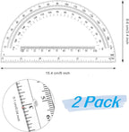 Zonon 2 Pcs 6 Inch Plastic Protractor Math Protractors 180 Degrees Angle Measurement, Translucent for Geometry Classroom Kid Student School Office Supplies(Clear)