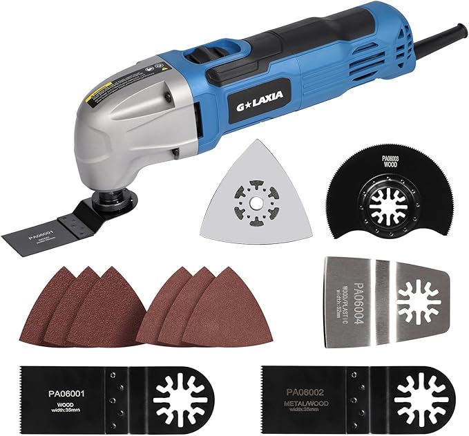 Oscillating Tool, 1.5A Oscillating Multi Tool with with 3° Oscillation Angle, 12 Piece Accessories Scraping, Grinding, Sanding, Cutting