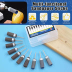 Glarks 10Pcs Sanding Drums Sleeves Polishing Rolls, Abrasive Grinding Head Sandpaper Bar Sticks, 180/240/320/400/600/800/1000/1200/1500/2000 Grit Cylinder Polishing Grinding Mounted Sanding Points