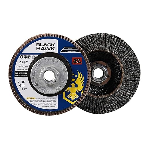 BHA High Density Zirconia Flap Discs Jumbo Grinding Wheels XL Type 27, 4.5" x 5/8"-11, 5 Pack (80 Grit)
