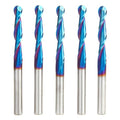 Amana Tool 46294-K-5 5-Pack CNC Spektra Extreme Tool Life Coated SC 2D and 3D Carving 0.10 Deg Straight Angle Ball Nose x 1/4 D x 1/8 R x 1-1/2 CH x 1/4 SHK x 3 Inch Long x 2 Flute Router Bits